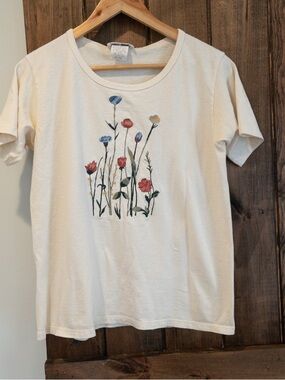 Vintage Gotcha Covered Embroidered Wildflower Flower Tee Med Cottagecore 90's